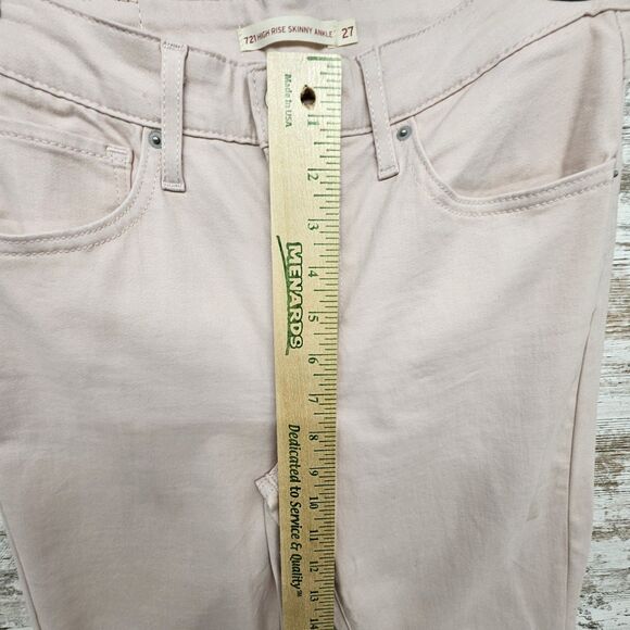 Levis 721 High Rise Skinny Ankle Jean Premium Leather Tag Pink Women Size 27 - Picture 10 of 10